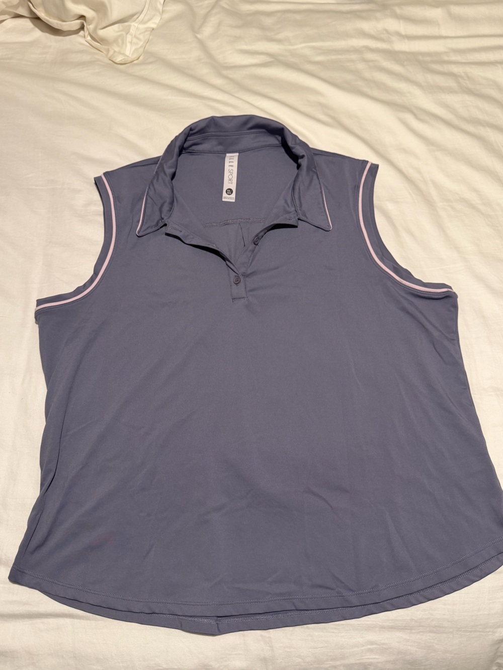 Sleeveless Polo Tank in Dusty Purple with Pink Trim